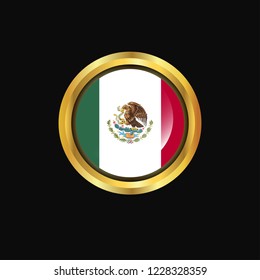 Mexico flag Golden button