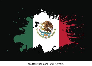 Bandera De México Con Diseño De Efecto Grunge. Se utilizará para los gráficos de camisetas, la impresión, el afiche y el fondo.