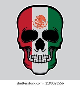 mexico flag head skull, vector EPS 10