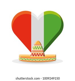 mexico flag in a heart shape 