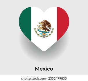 Mexico flag heart shape country icon vector illustration