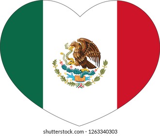 Mexico flag, Heart vector, sticker, eps10