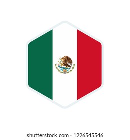 Mexico flag. Mexico hexagon flag.