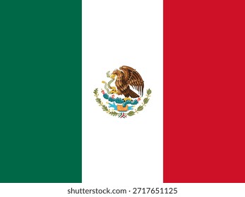 Mexiko-Flaggensymbol, Mexiko-Nationalflagge. Vektorgrafik.