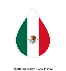 Mexico flag icon. Water icon. Drop water. Mexico badge. Flag drop.