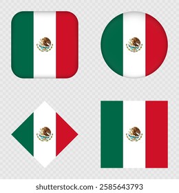 Mexico Flag Icons Pack. Vector illustration.