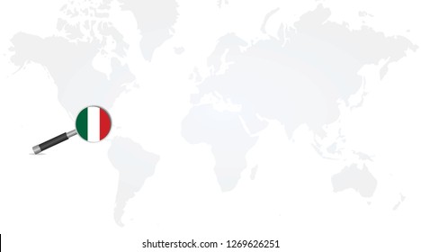 Mexico  flag in magnifying glass. vector illustration