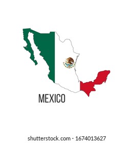 Mexico flag map. The flag of the country in the form of borders. Stock vector illustration isolated on white background.