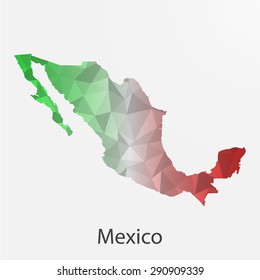 Mexico flag map in geometric,mosaic polygonal style.Abstract tessellation,background. Vector illustration EPS10