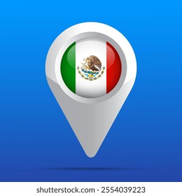 Mexico Flag Map Icon. Glossy icon. 3D. Vector Illustration.
