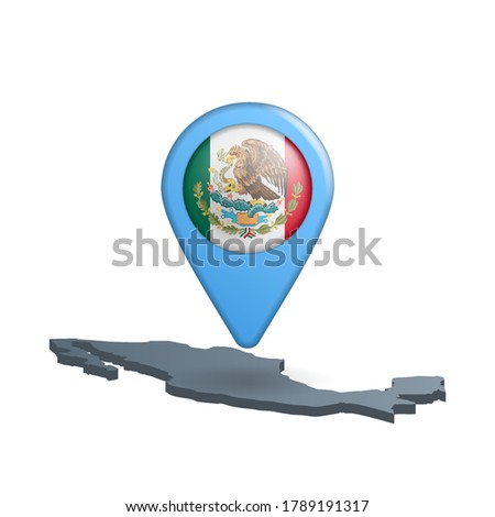 Mexico flag map pin on white