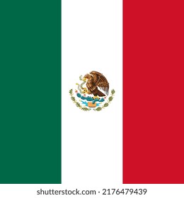 Bandera de México, colores oficiales. Ilustración vectorial.