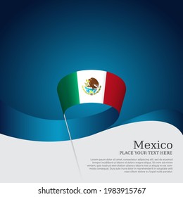 Mexico flag on a blue white background. Vector banner design, mexico national poster. Cover for business booklet. Wavy ribbon with the mexican flag. State patriotic, flyer, brochure