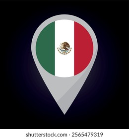 Mexico Flag on Location Pin. vector illustration