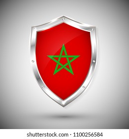 Mexico flag on metal shiny shield vector illustration. Collection of flags on shield against white background. Abstract isolated object.