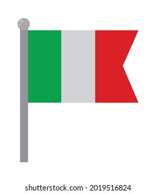 mexico flag on pole on white background