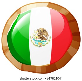Mexico flag on round badge illustration