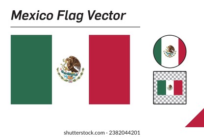 Mexico Flag On Transparen Background Vector