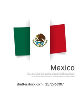 Mexico flag in paper cut style. Creative background in mexico flag colors for holiday card design. National Poster. State mexican patriotic cover, business booklet, flyer. Vector design