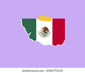 Mexico flag paper texture, single-piece element, vector design, Mexico flag taped on wall, decoration or celebration idea