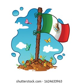 mexico flag in piece. vector illustration cartoon flag