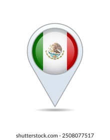 Mexico - flag pin for map. Vector illustration.
