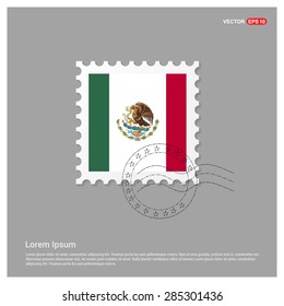 Mexico Flag Postage Stamp on white background. Vector illustration.