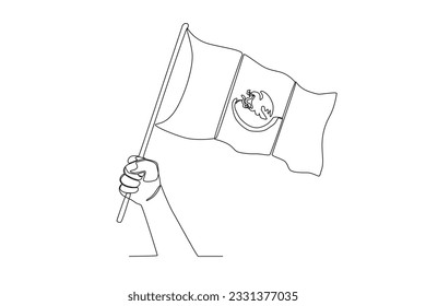 A Mexico flag was raised. Independencia de Mexico one-line drawing