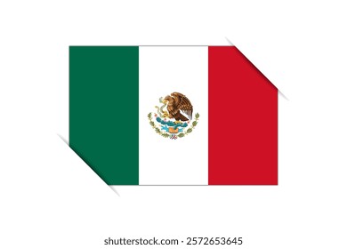 Mexico flag - rectangle colorful flag representing a country cultural identity and heritage. The essence of national pride and unity. Attached by the corners in a paper album