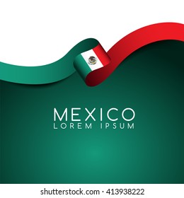 Mexico Flag Ribbon : Vector Illustration