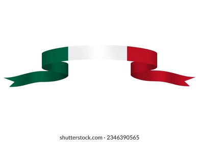 Mexico Flag Ribbon - Vector Stock Illustration