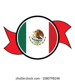 Mexico flag in round button of icon. flag logo of Mexico emblem isolated on white background, Mexico national concept sign, Vector illustration.