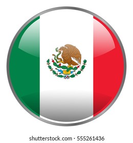 Mexico Flag Round Glossy Isolated Vector Stock Vector Royalty Free 555261436