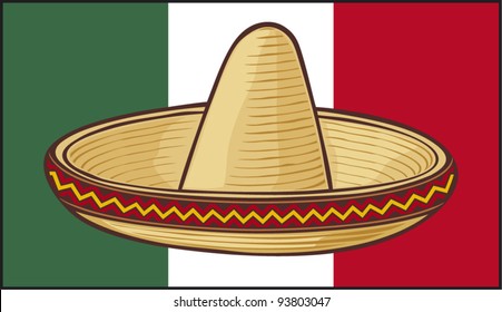 mexico flag and sombrero hat