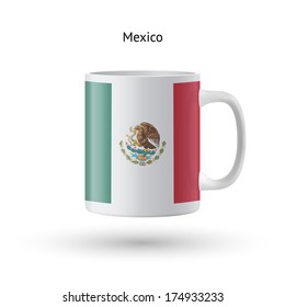 Mexico flag souvenir mug isolated on white background. Vector illustration.