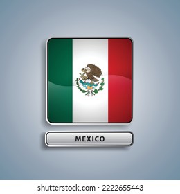 Mexico flag square button vector illustration