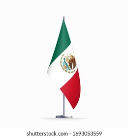 Mexico flag state symbol isolated on background national banner. Greeting card National Independence Day of the United Mexican States. Illustration banner with realistic state flag of UMS.