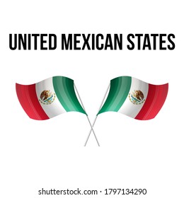 Mexico flag state symbol isolated on background national banner. Greeting card National Independence Day of the United Mexican States. Illustration banner with realistic state flag of UMS.