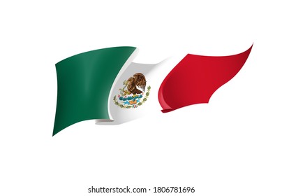 Mexico flag state symbol isolated on background national banner. Greeting card National Independence Day of the United Mexican States. Illustration banner with realistic state flag of UMS.