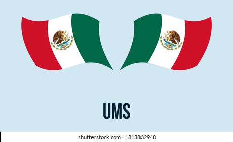 Mexico flag state symbol isolated on background national banner. Greeting card National Independence Day of the United Mexican States. Illustration banner with realistic state flag of UMS.