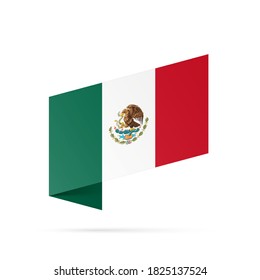 Mexiko Flaggenstaatsymbol einzeln auf nationalem Hintergrund. Grußkarte National Independence Day der Vereinigten Mexikanischen Staaten. Illustrationsbanner mit realistischer Staatsflagge von UMS.