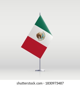 Mexico flag state symbol isolated on background national banner. Greeting card National Independence Day of the United Mexican States. Illustration banner with realistic state flag of UMS.