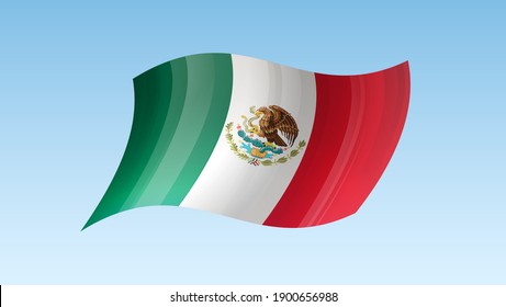 Mexico flag state symbol isolated on background national banner. Greeting card National Independence Day of the United Mexican States. Illustration banner with realistic state flag of UMS.