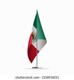 Mexiko Flaggenstaatsymbol einzeln auf nationalem Hintergrund. Grußkarte National Independence Day der Vereinigten Mexikanischen Staaten. Illustrationsbanner mit realistischer Staatsflagge von UMS.