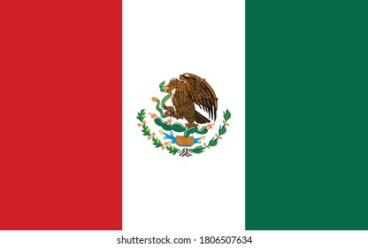 Mexico flag vector graphic. Rectangle Mexican flag illustration. Mexico country flag is a symbol of freedom, patriotism and independence.