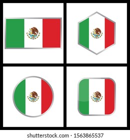 mexico Flag Vector Icon Illustration. mexico Flag Icon Set