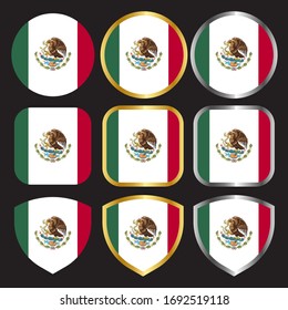 Vektorillustration-Symbol mit mexico-Markierung auf Golden-Silber-Grenze