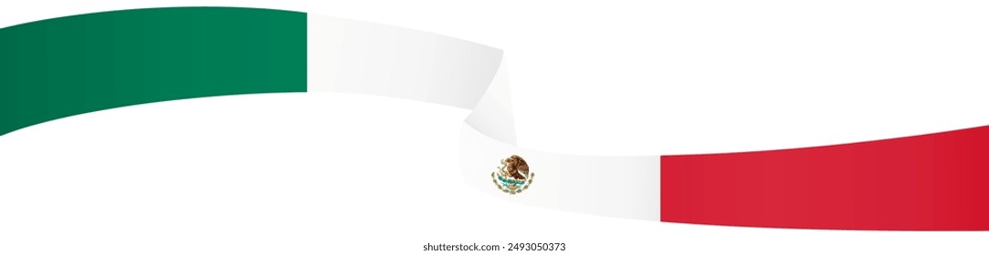 Onda de la bandera de México aislada en png o Ilustración vectorial de fondo transparente.