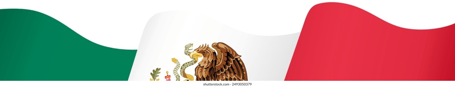 Mexico flag wave isolated on png or transparent background vector illustration.