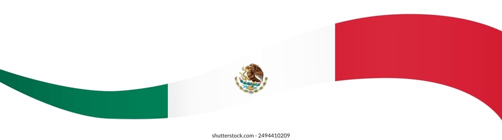 Mexico flag wave isolated on png or transparent background vector illustration.